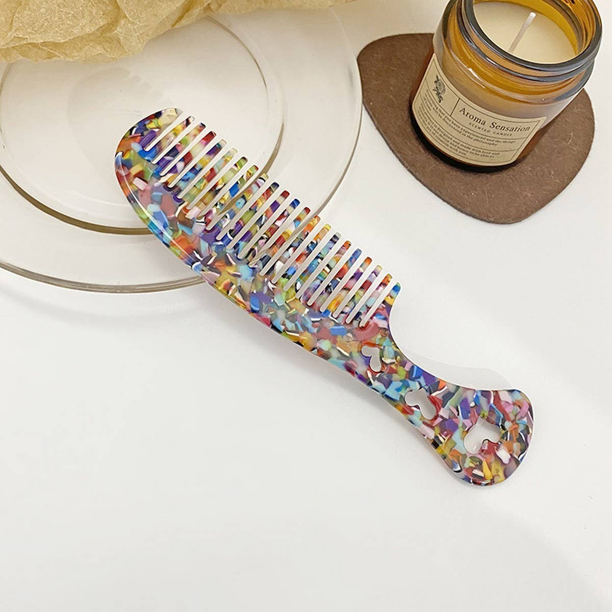 Vintage Acetate Heart Comb for Hair & Makeup