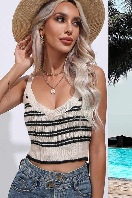 CWOSWSL0090_Sleeveless Crop Top Sweater