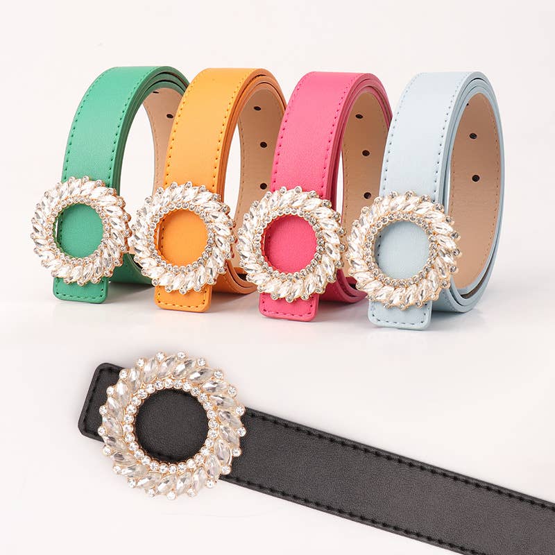 Fashionable round-button rhinestone belt