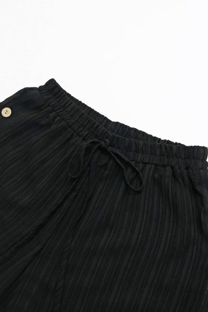 CWBLP0805_CASUAL TEXTURED HIGH WAIST WIDE LEG TROUSERS