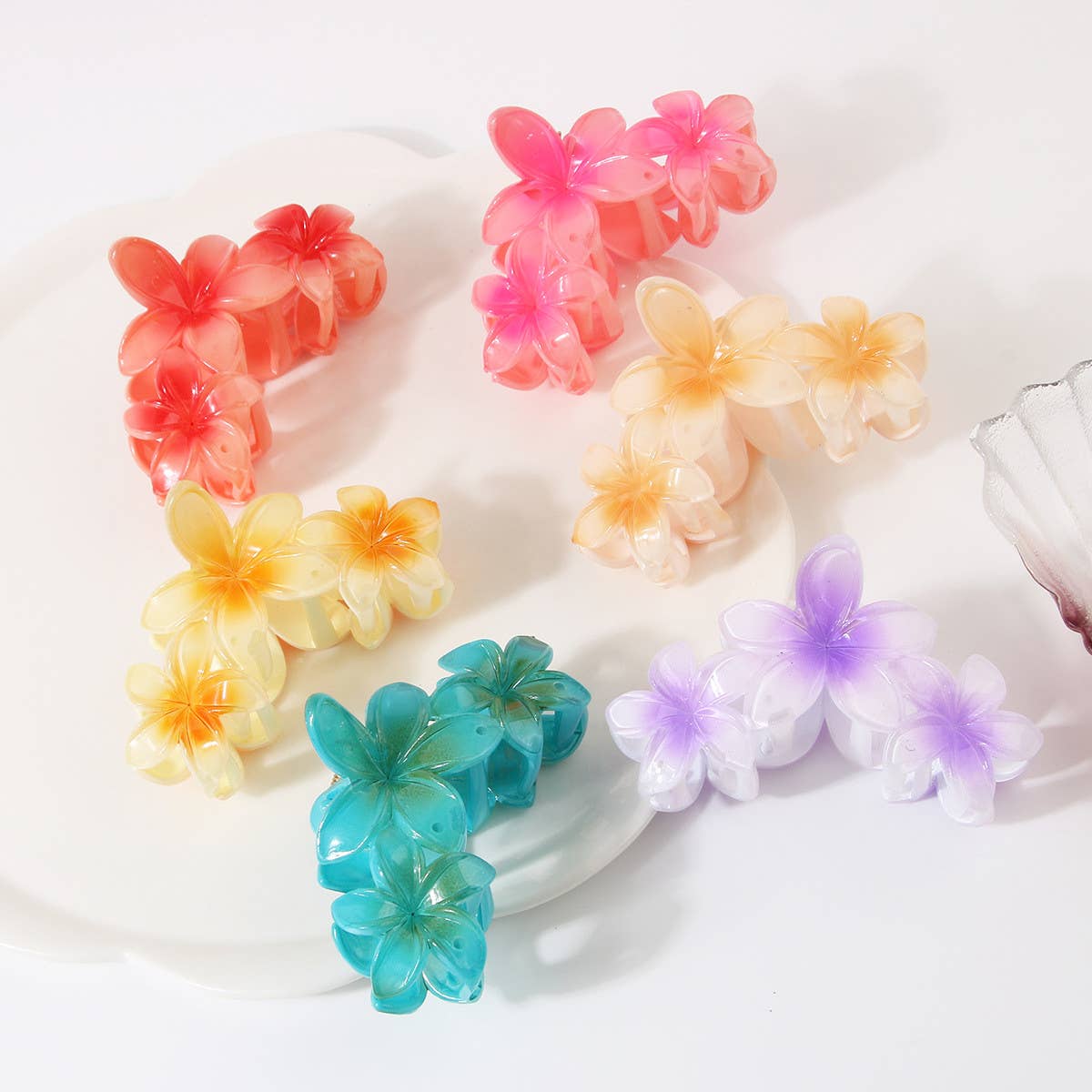 Plumeria Flower Large Hair Claw,Elegant Updo Clip_CWAHA1064