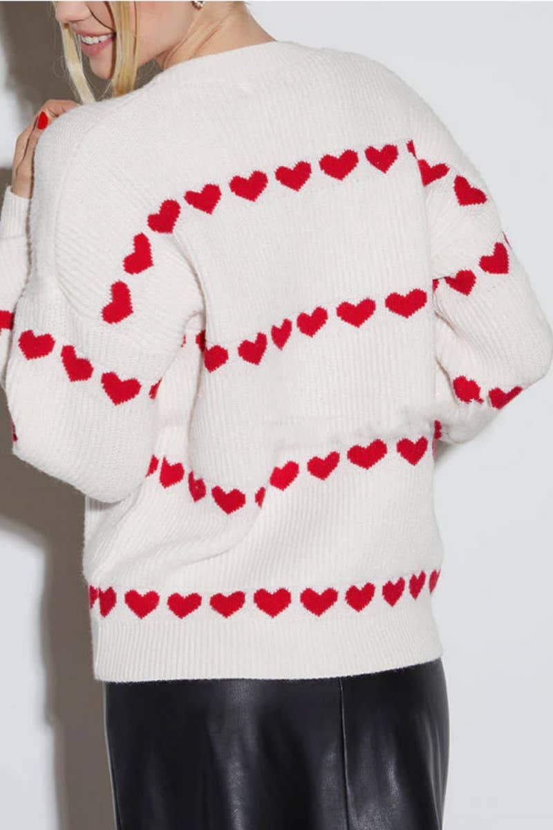 CWOSWL5881_FASHION KNIT LOVE LONG-SLEEVED SWEATER