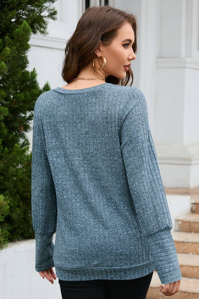 CWOSWL6358_STYLISH SLIM V-NECK LONG SLEEVE SWEATER