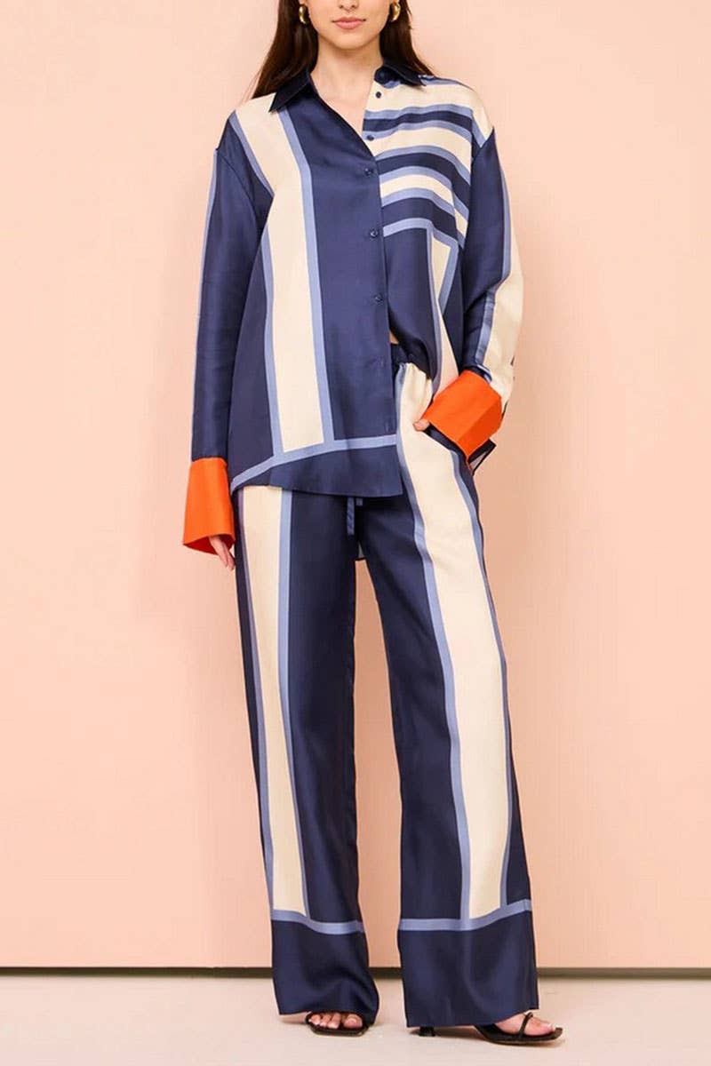 CWSS1244_FASHIONABLE CASUAL COLOR MATCHING LEISURE SUIT