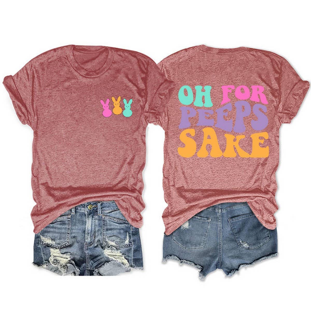 EASTER ALPHABET PRINT ROUND NECK SHORT SLEEVE TEES_CWTTS0809