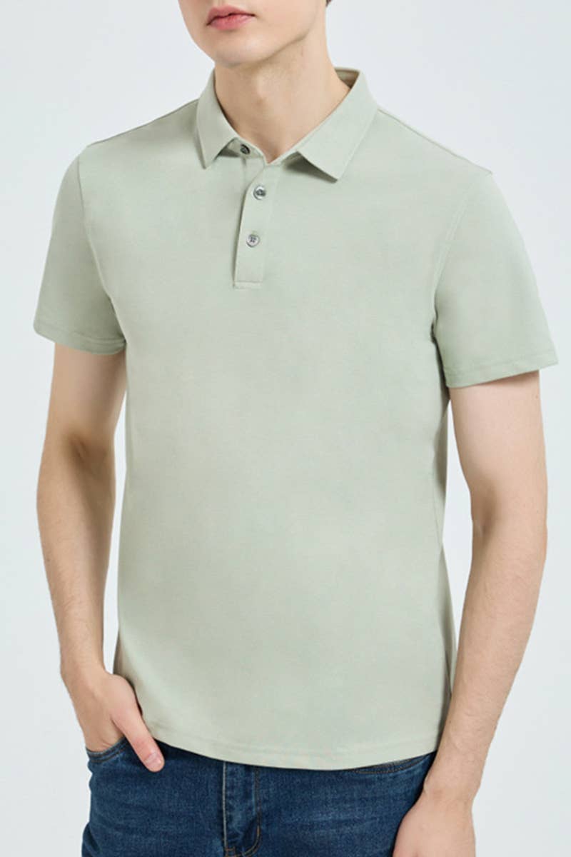 CWTBLS1787_MEN'S SIMPLE SEAMLESS COLLAR POLO SHIRT