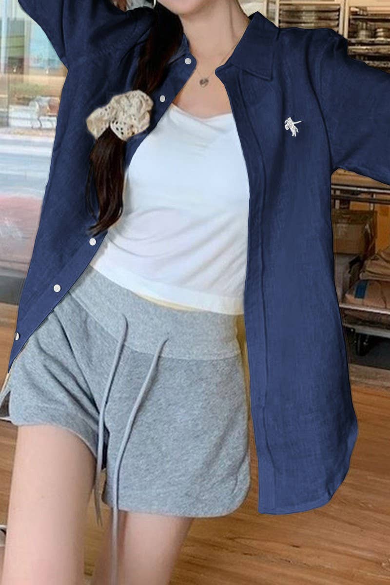 CWTSTL01010_CASUAL LOOSE SOLID LONG SLEEVE SHIRT