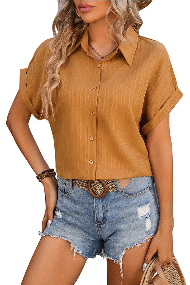 CWTSTS0432_SHORT SLEEVED CASUAL SHIRT WITH LOOSE SHOULDERS