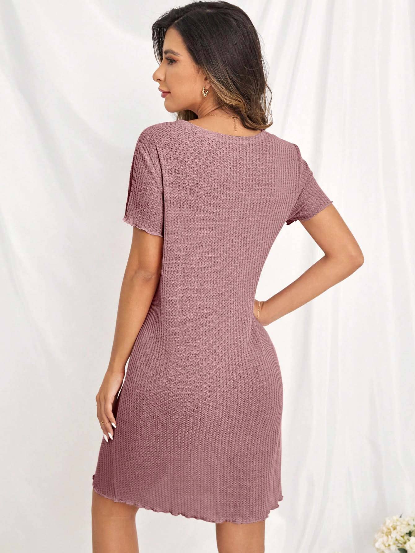 Casual Loose V-Neck Short Sleeve Lounge Dress