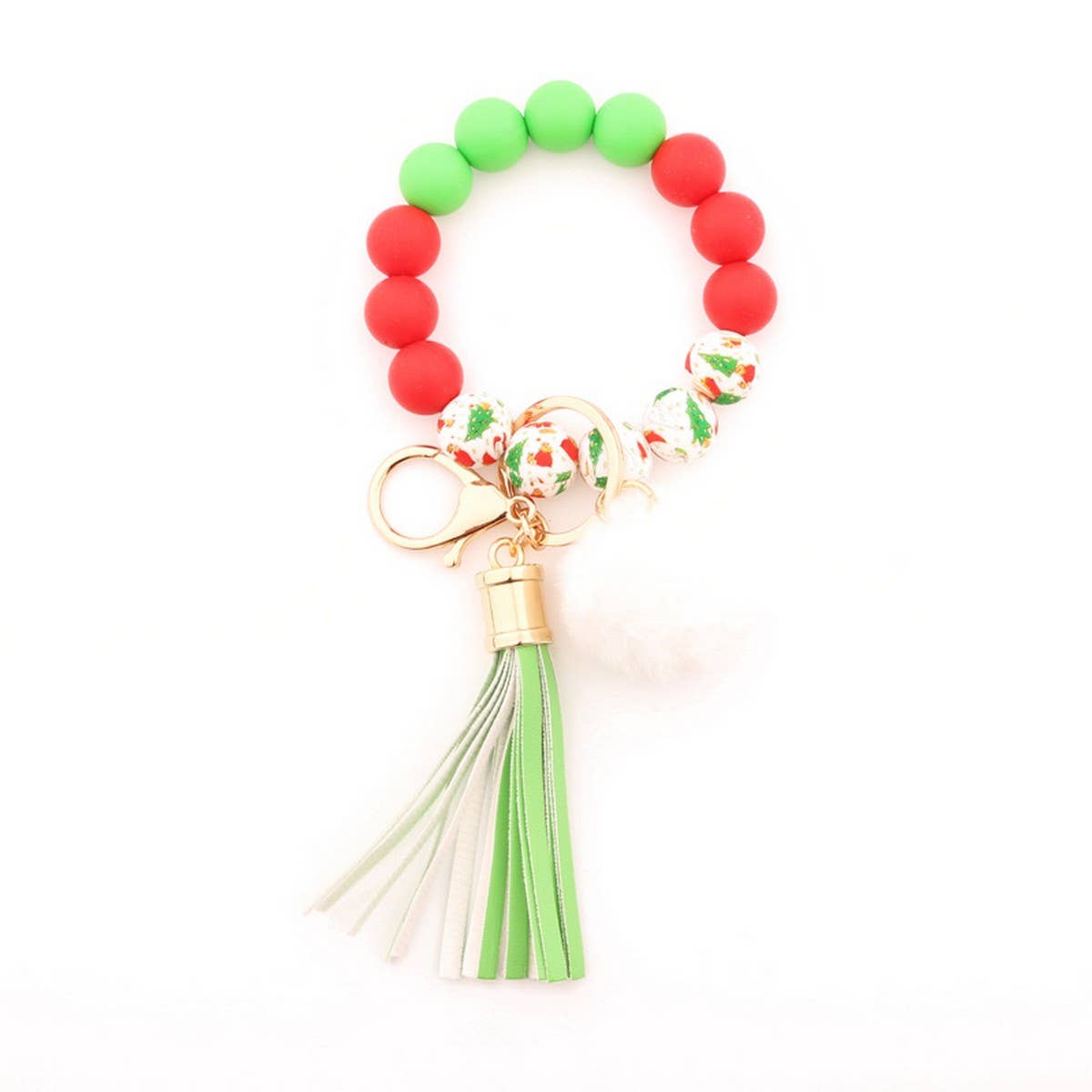 Christmas Silicone Bead Bracelet Keychain Gift