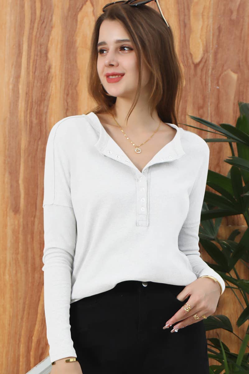 CWTTL1004_SOLID BUTTON DOWN LONG SLEEVE TUNIC LOOSE FIT TOP