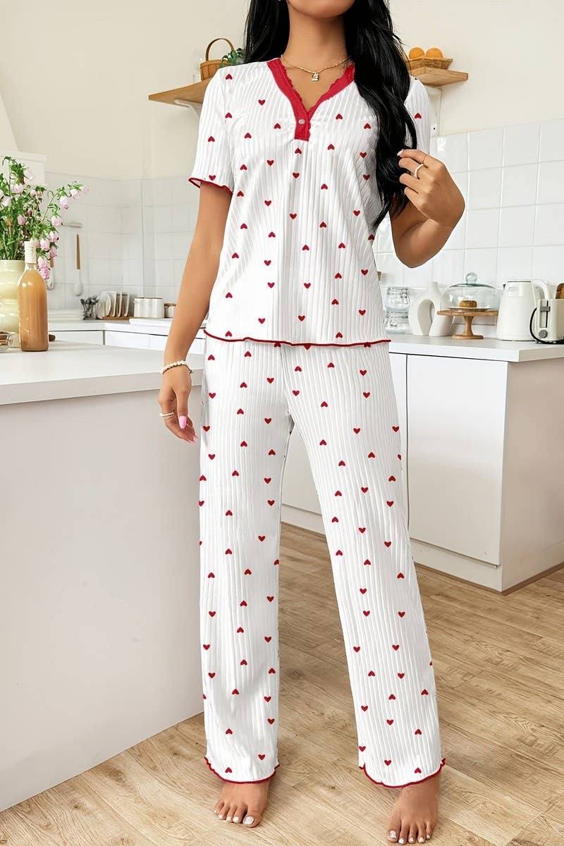CWSPJ00483_PRINTED SHORT SLEEVE TOP AND PANTS LOUNGEWEAR