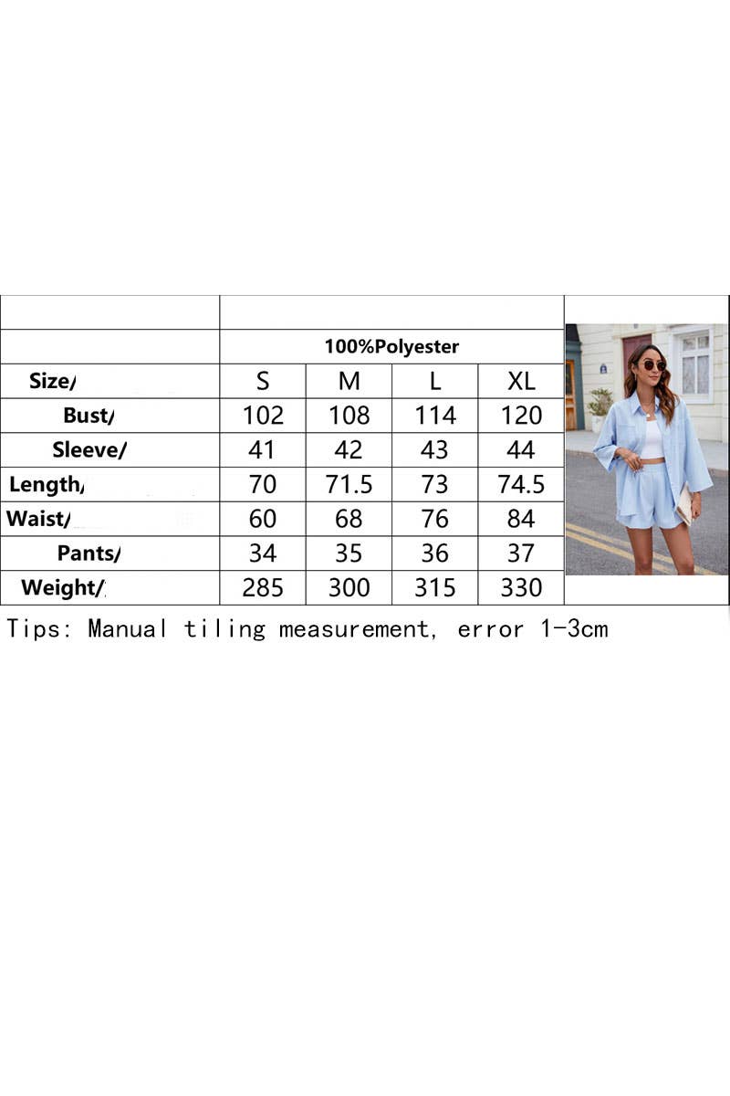 CWSS1094_FASHIONABLE COMMUTER LOOSE LAPEL SHIRT SHORTS SUIT