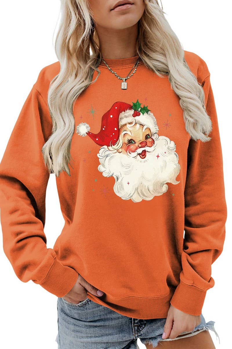 CWTBLL01324_SANTA CLAUS HEAD PATTERN PULLOVER SWEATSHIRT