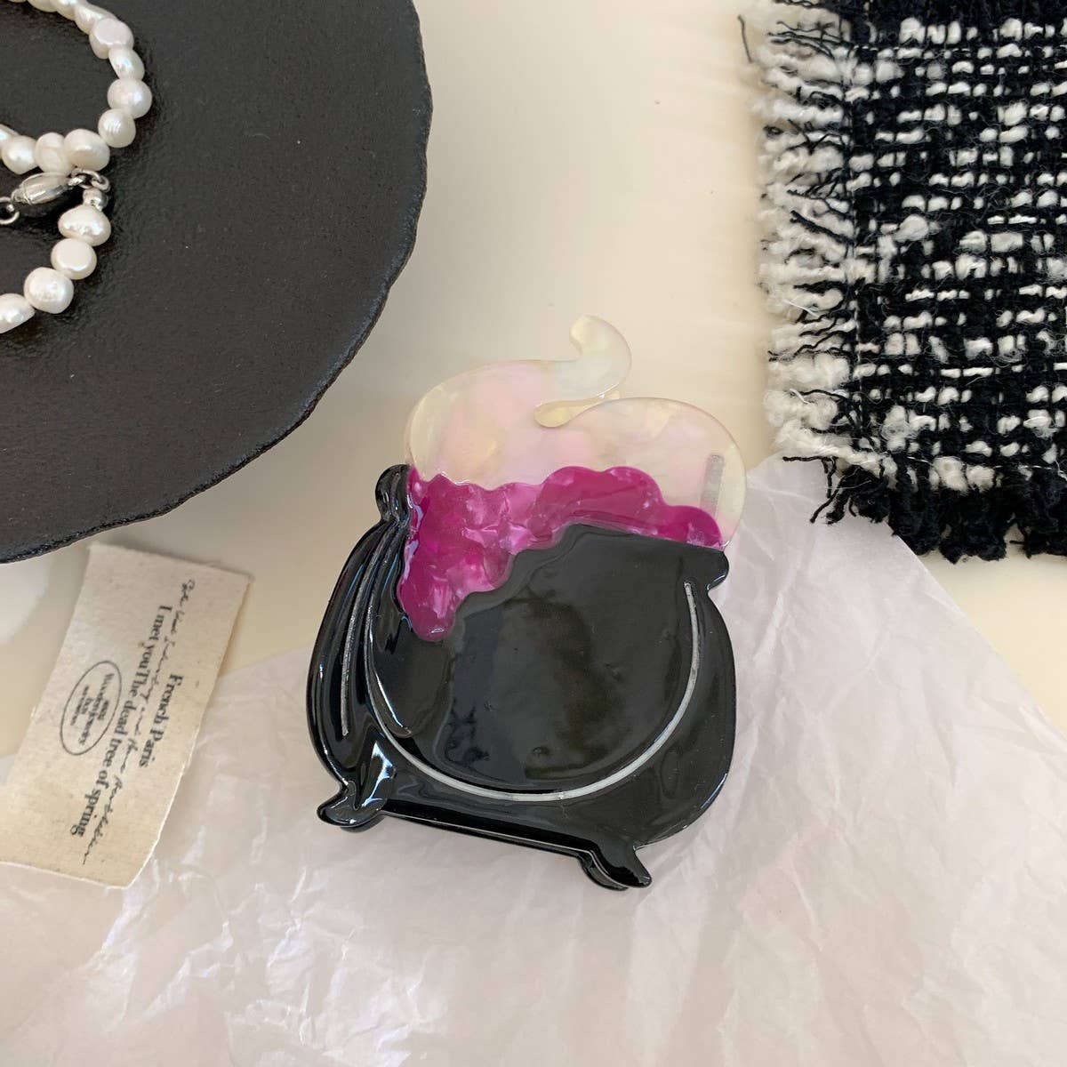 CWAHA07709_HALLOWEEN GHOST PUMPKIN CLAW HAIR CLIP