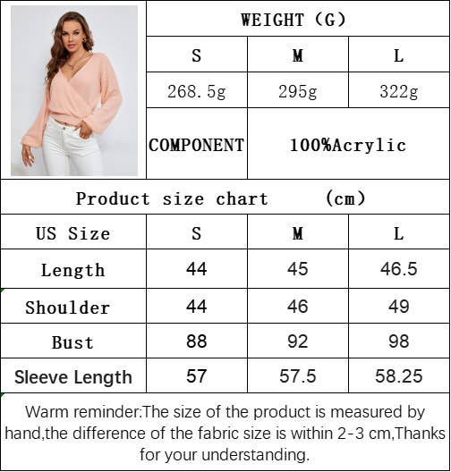 CWOSWL6464_V-NECK LOOSE LONG-SLEEVED PULLOVER SWEATER