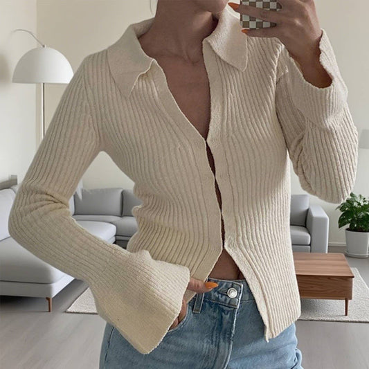 Casual street Y2K flared sleeve knitted top