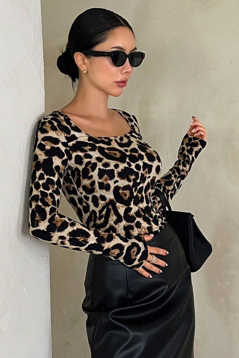 CWTBLL3530_LEOPARD PRINT ROUND NECK LONG SLEEVE T-SHIRT TOP