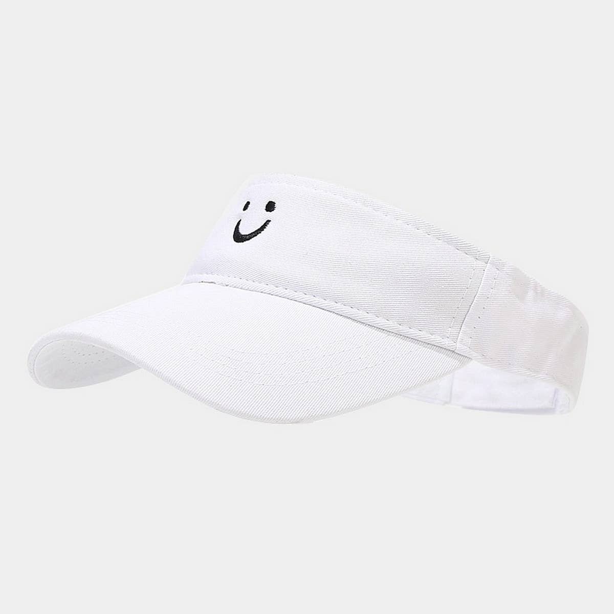 CWAH3178_CUTE U SMILEY FACE EMBROIDERED SUN VISOR