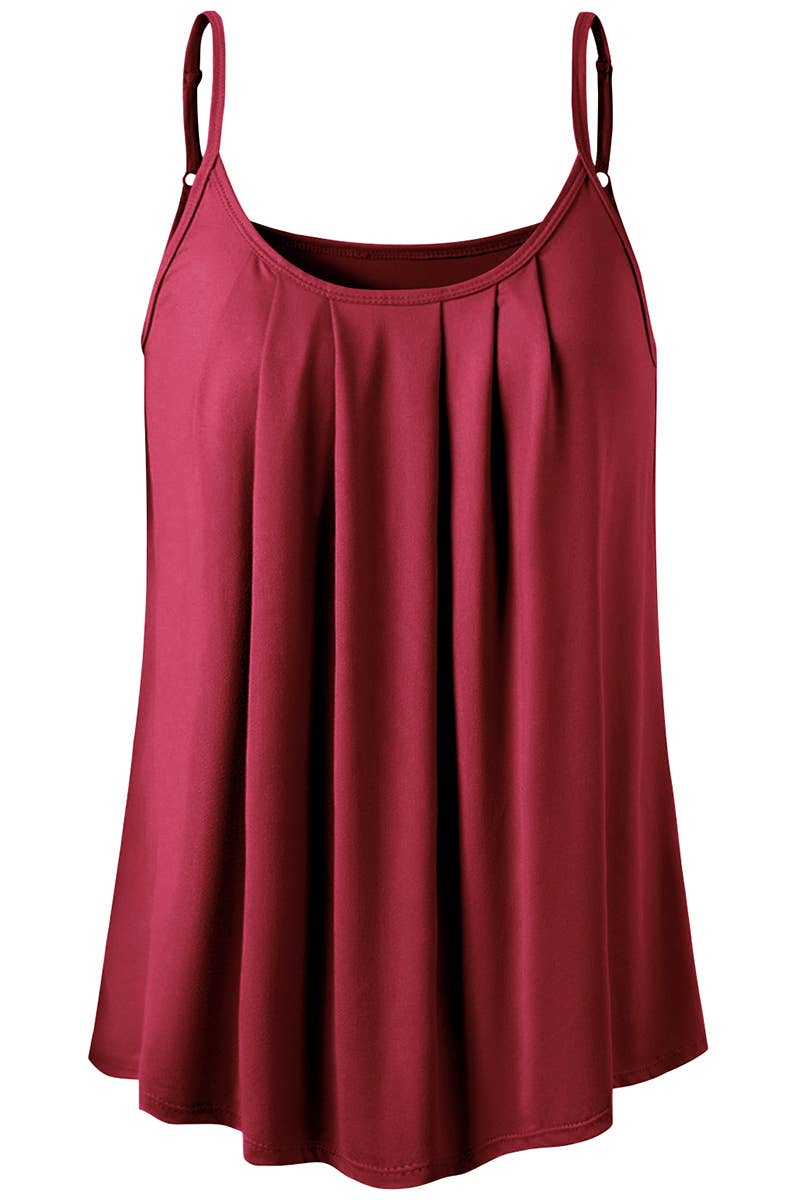 CWTTK229-P_Sleeveless Pleated Layered Cami Tank Knit Top
