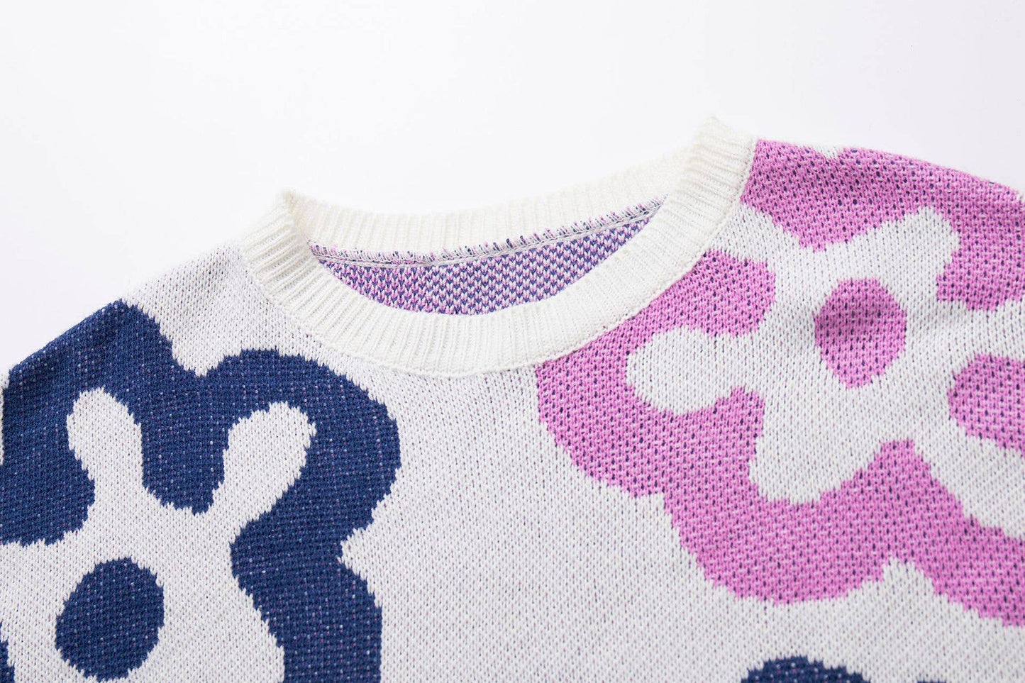 Floral colored knit pullover sweater