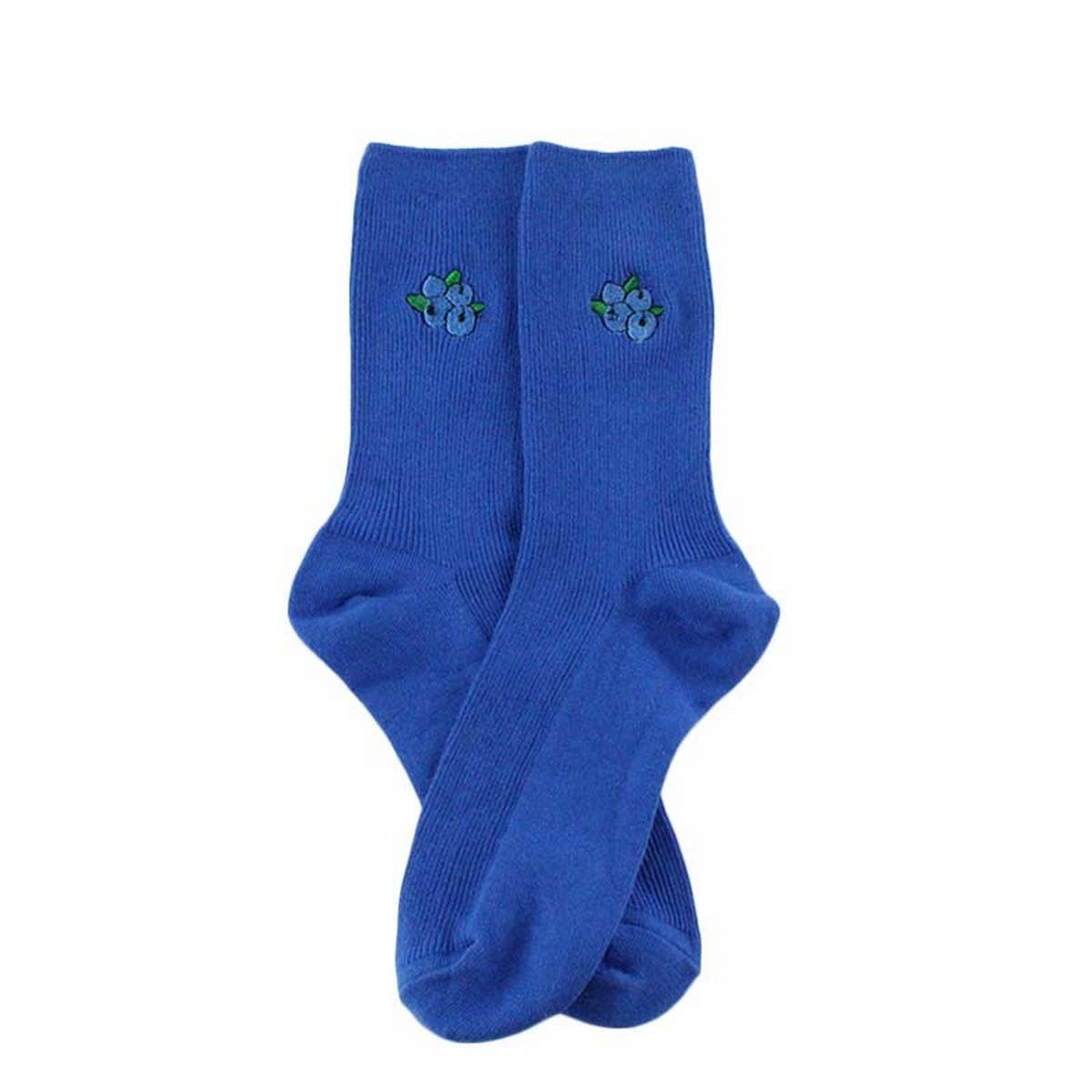 FRUIT EMBROIDERY PATTERN STOCKINGS CREW SOCKS_CWAH1116