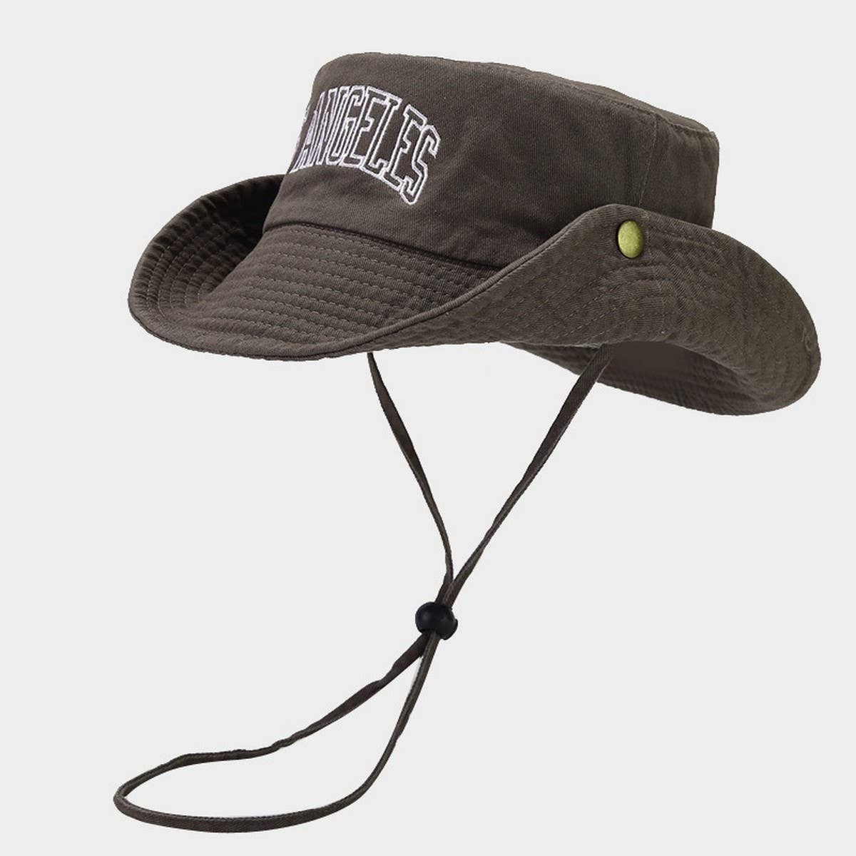 Embroidered Cotton Cowboy Sun Hat with Chin Strap_CWAH3823