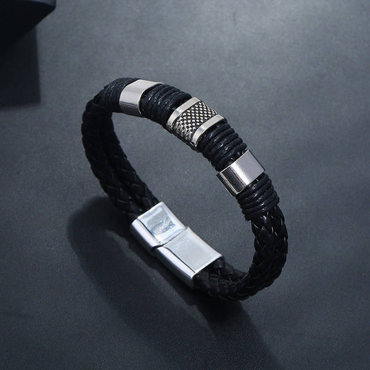 MEN'S PERSONALIZED SIMPLE LEATHER BRACELET