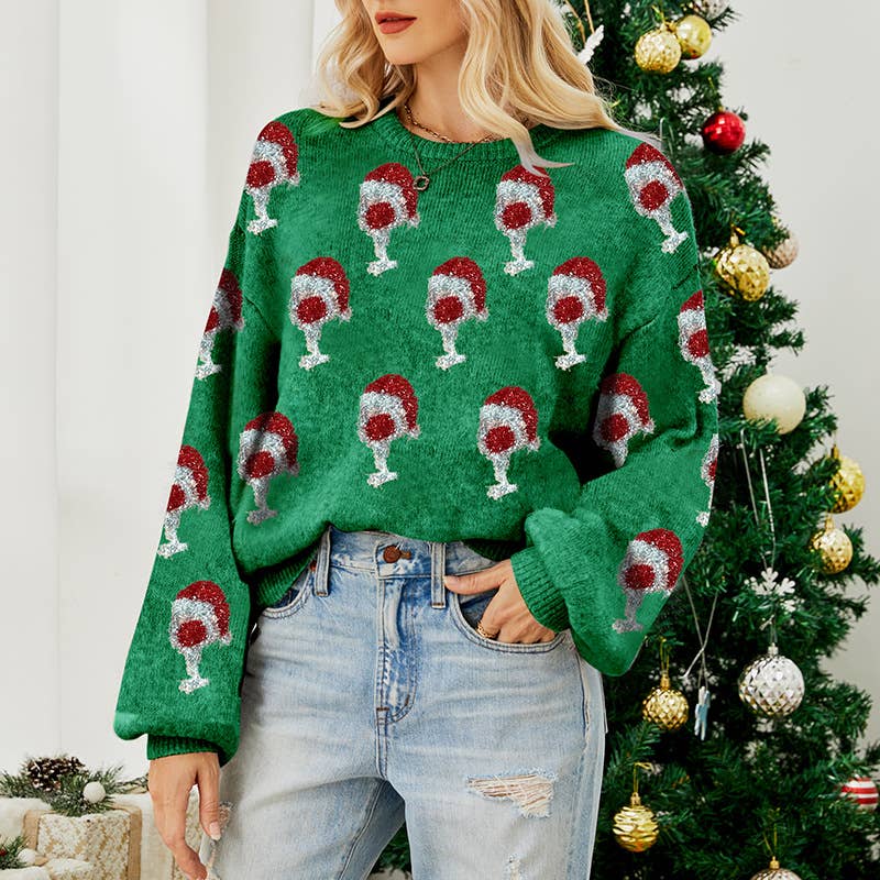 Cute bubbly cuff pullover Christmas sweater