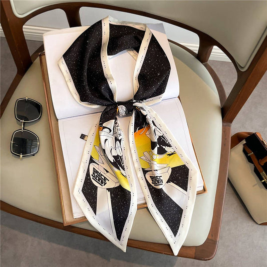 Skinny Silk Scarf for Hair, Neck or Bag Wrap_CWASC1512🎗️