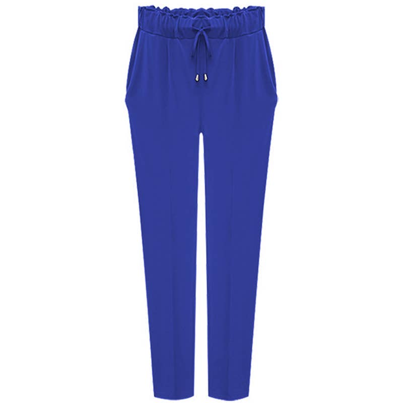 ELASTIC-WAISTED HIGH-WAISTED STRETCH HAREN PANTS