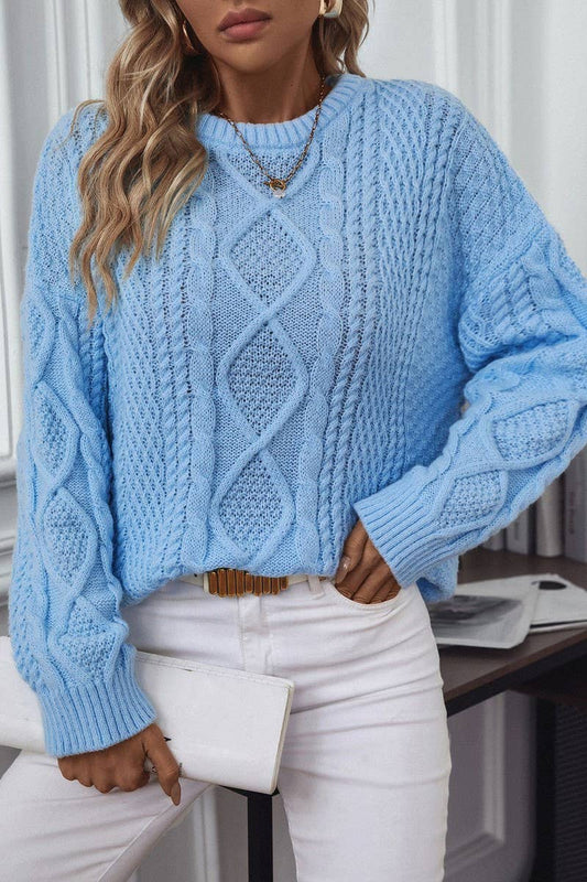 CWOSWL2906_CABLE KNIT LOOSE LONG SLEEVE SWEATER