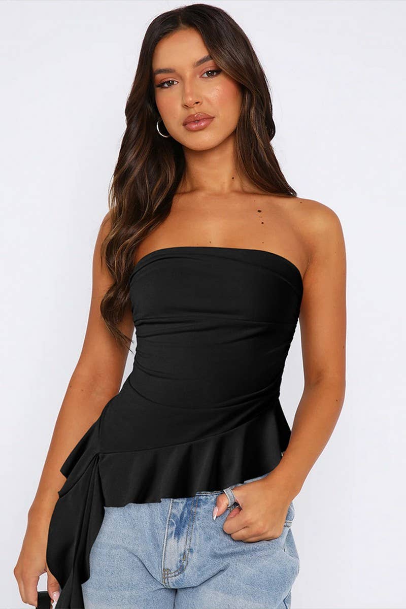 CWTTSL0465_HOT GIRL SLIM FIT TASSEL SEXY TUBE TOP VEST