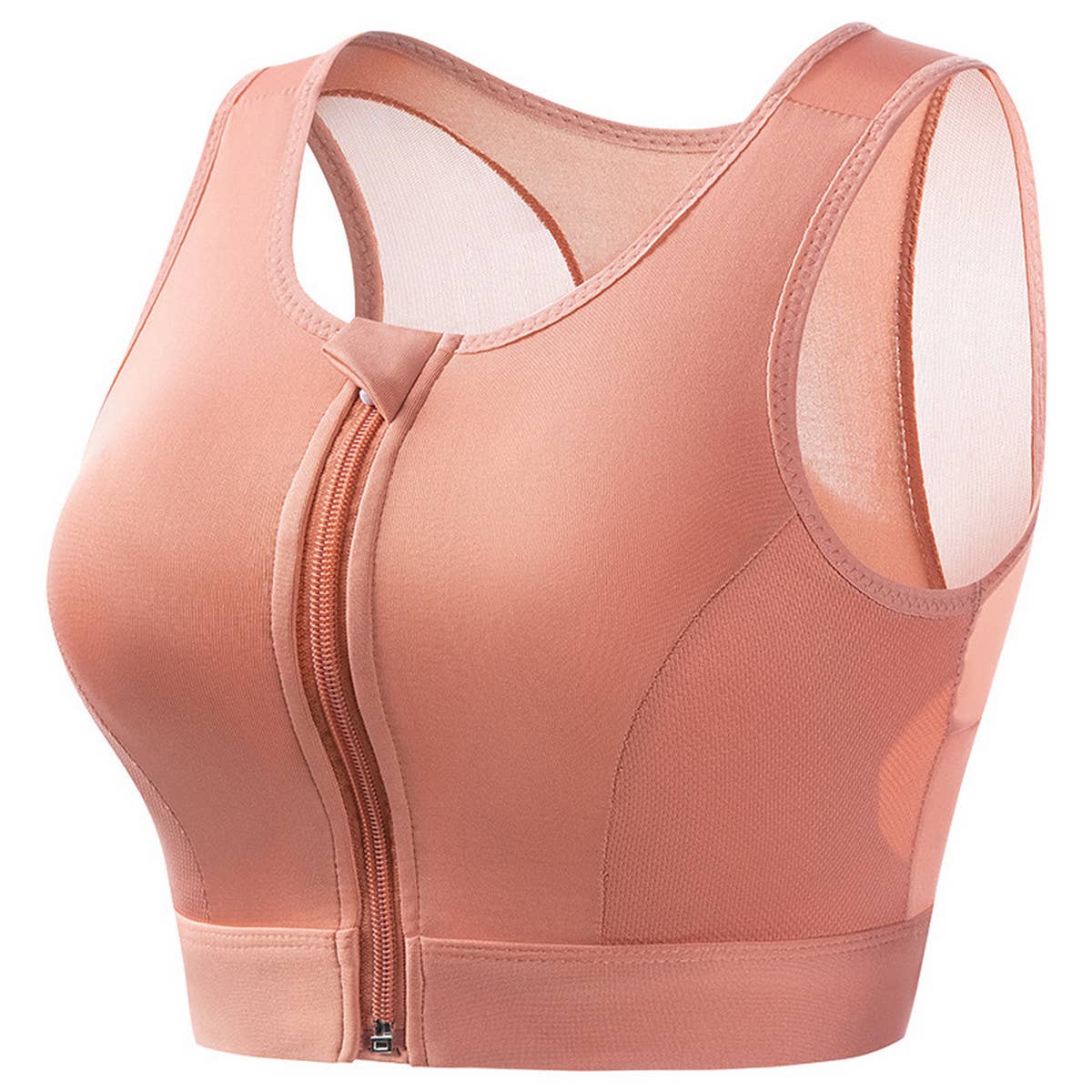 WOMEN RUNNING ZIPPER PUSH-UP YOGA BRA