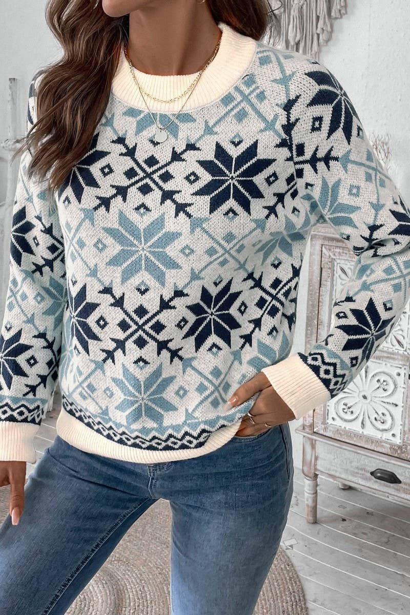 CWOSWL6841_NEW CASUAL PULLOVER JACQUARD SWEATER