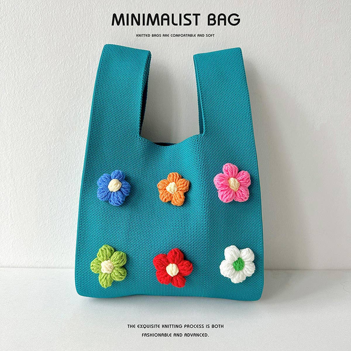 CUTE COLORFUL FLOWER KNITTED SHOULDER BAG HANDBAG_CWAB1505