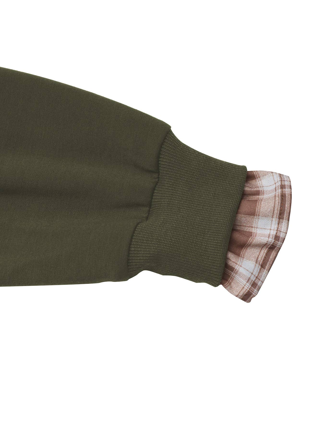 Checkered patchwork round-neck pullover hoodie