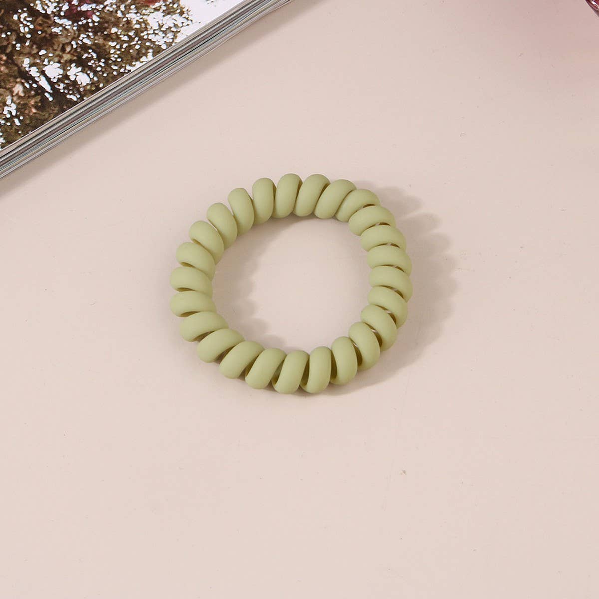 CWAHA1379_SIMPLE FROSTED PHONE CORD HAIR TIE