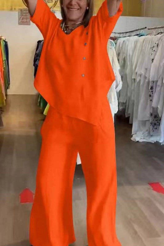 CWSTB1419_SOLID COLOR BAT SLEEVE COTTON AND LINEN SUIT