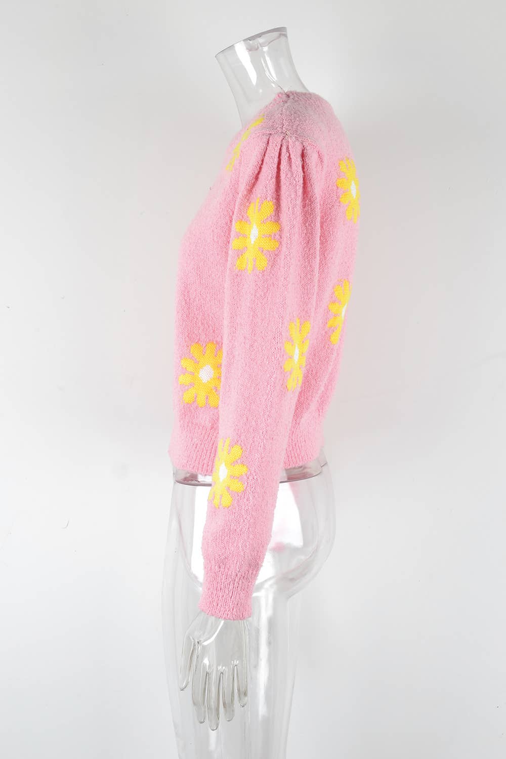 DAISIES ROUND NECK FLOWER KNIT FASHION SWEATER