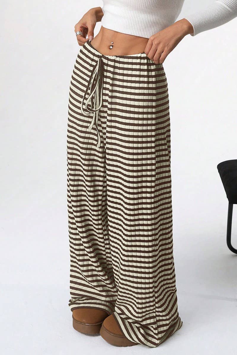 CWBLP1370_STRIPED ELASTIC DRAWSTRING STRAIGHT LEG PANTS