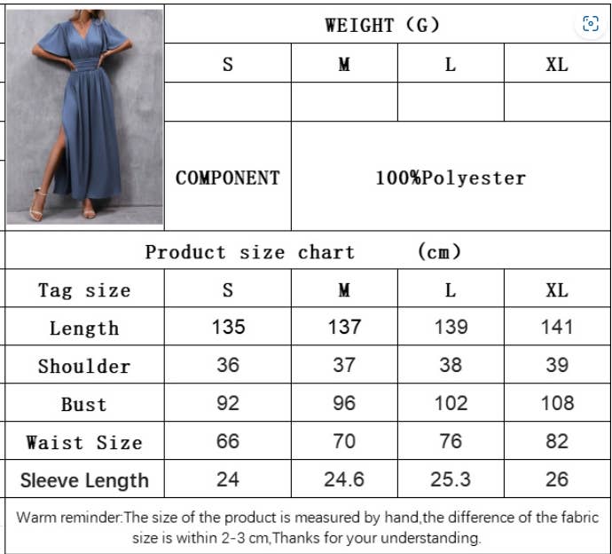 CWDMD4017_DEEP V WAIST LONG DRESS WITH SLITS ON BOTH SIDES