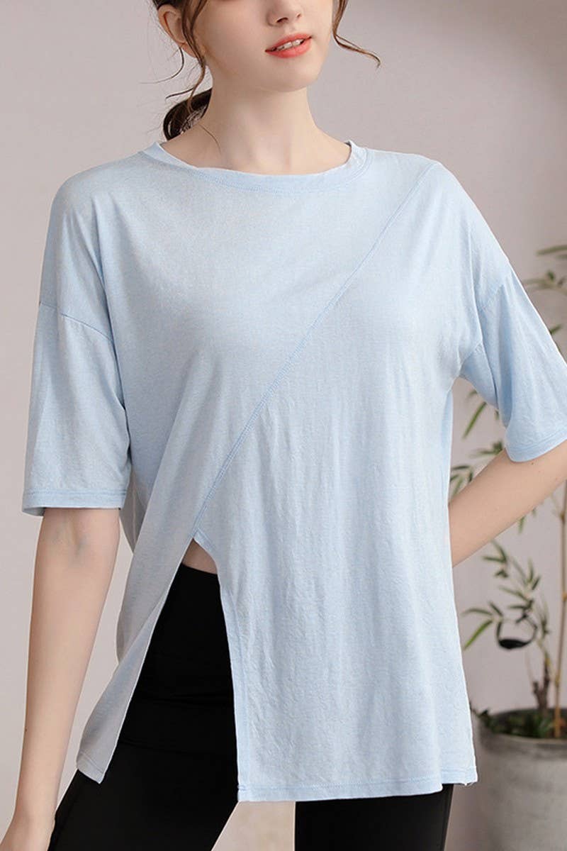 CWTSTS0393_ROUND NECK SHORT SLEEVE YOGA TOP