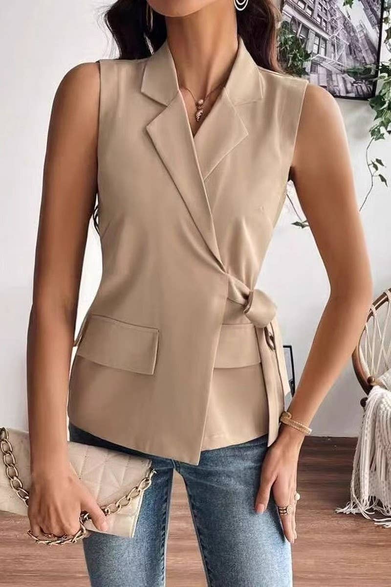 CWTTSL039_TEMPERAMENT COMMUTING SLEEVELESS CARDIGAN VEST