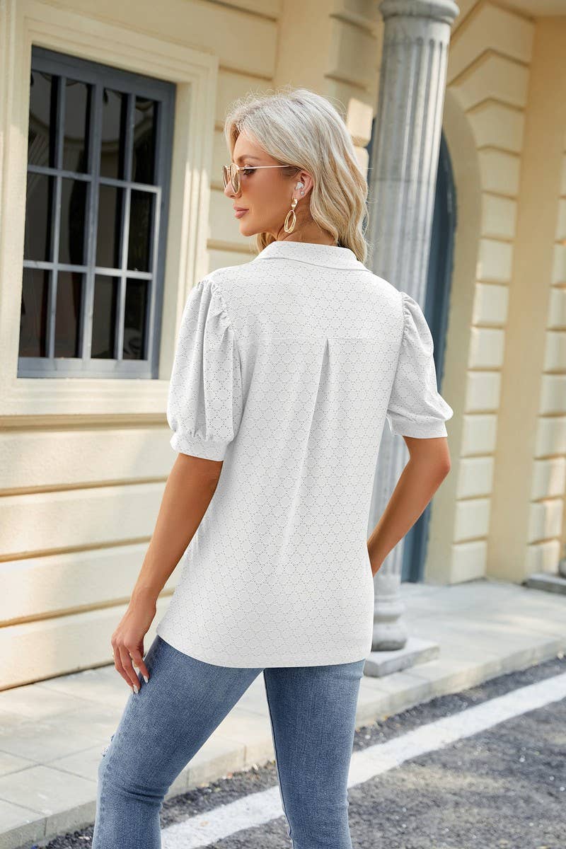 CWTTS0834_V-Neck Short Sleeve Knit Top