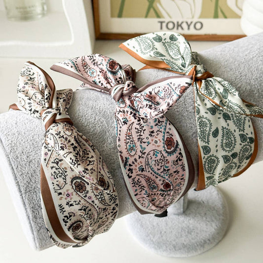 Paisley Satin Wide Headband with Knot for Women_CWAHA1362