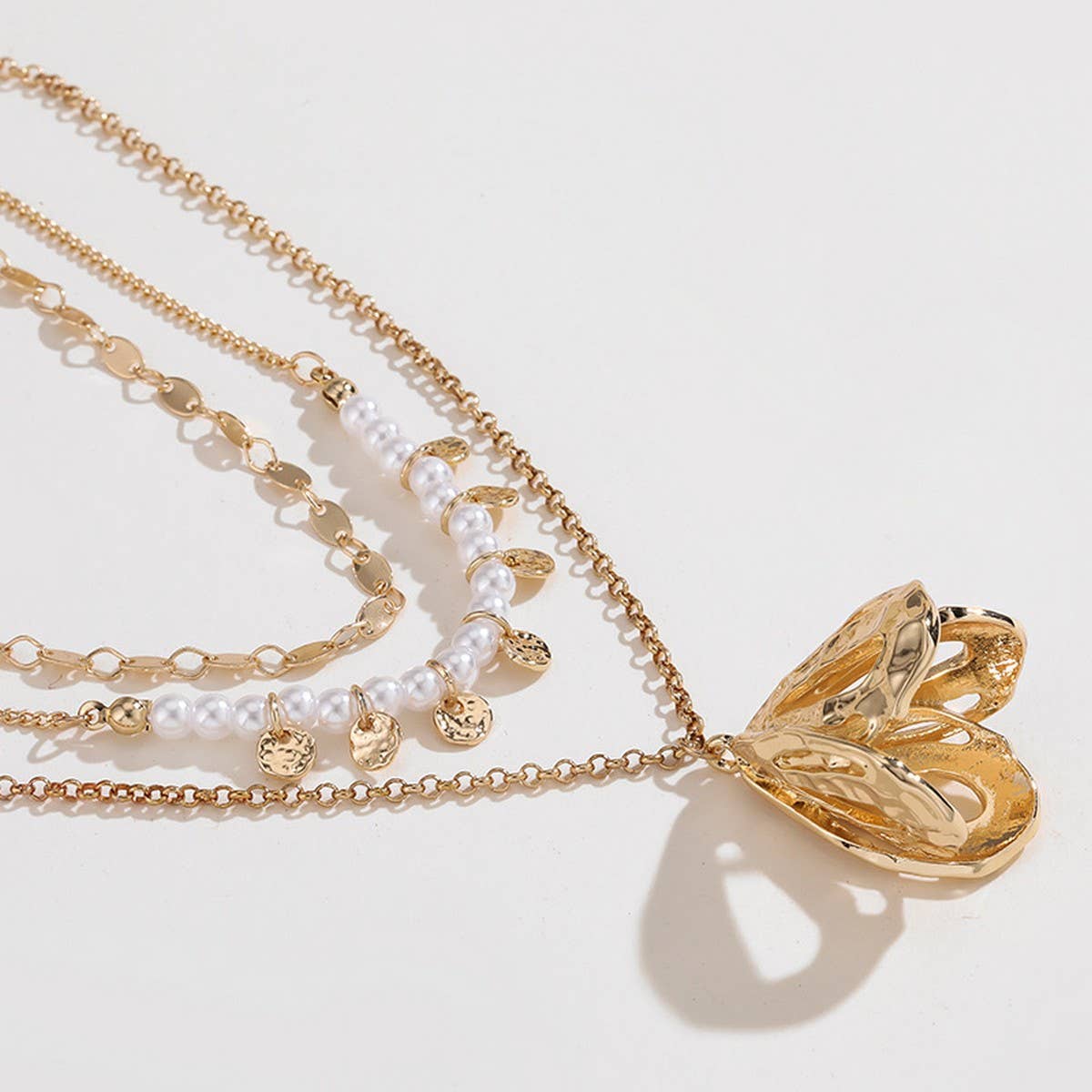 FASHION METAL FLOWER STACKING NECKLACE EARRING SET_CWAJE2849