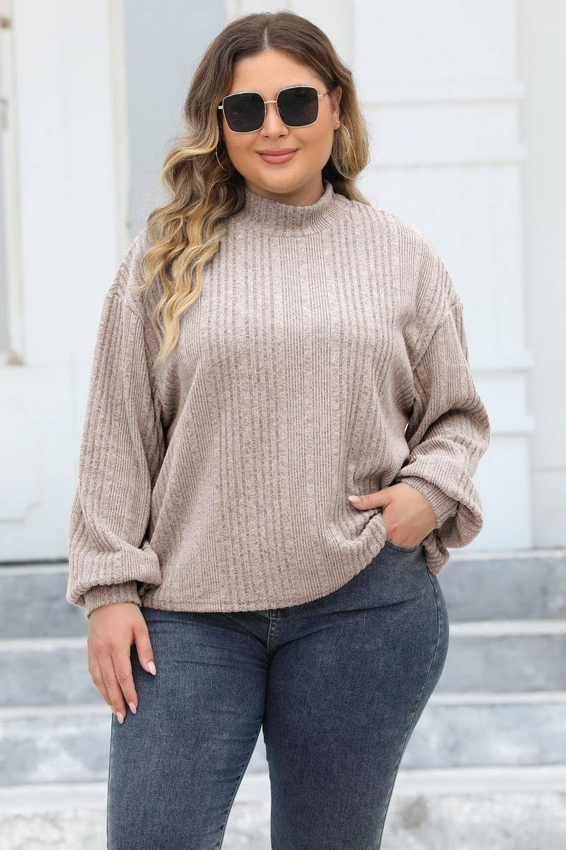 CWTTL1310_PLUS Size Turtle Neck Long Sleeve Pullover Top