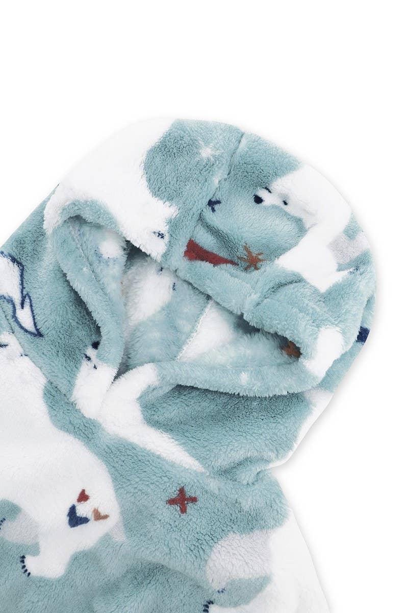 CWSPJ0141_THICK CORAL FLEECE HOODED LONG HOME ROBE