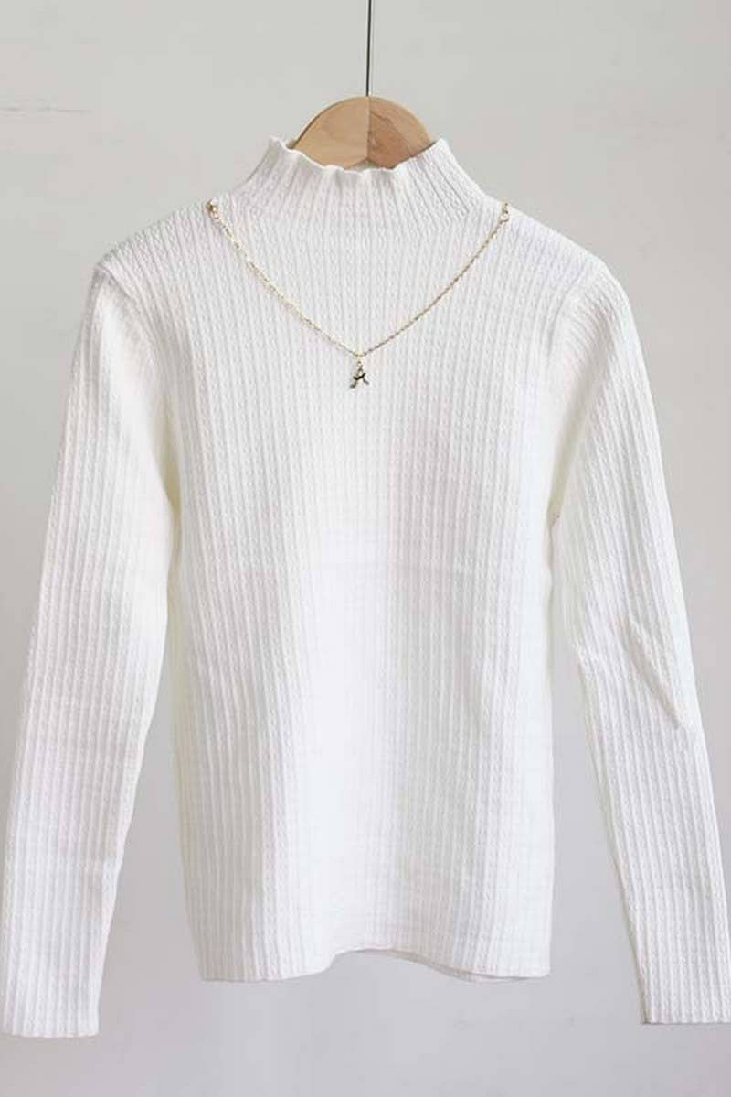 CWTBLL2700_SOLID COLOR HALF TURTLENECK KNITTED BOTTOMING TOP